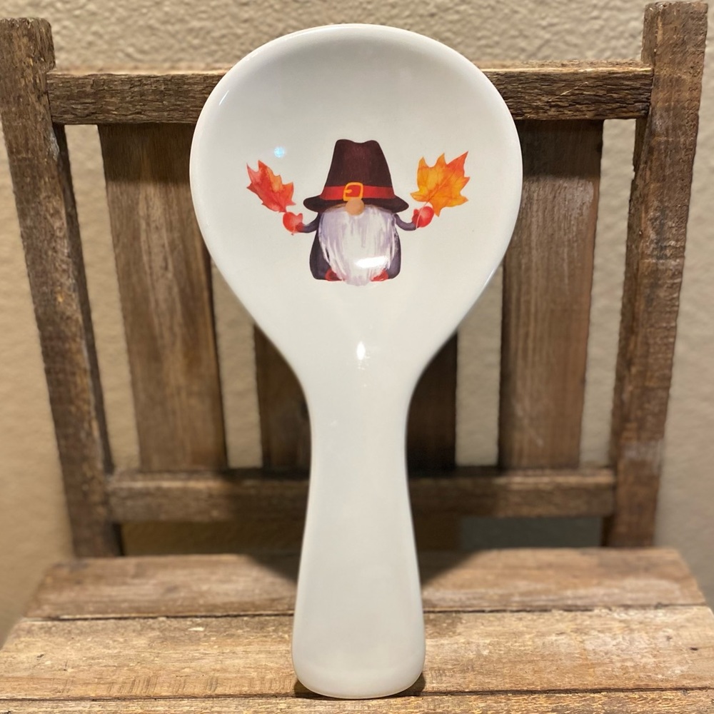Pilgrim Gnome Spoon, Thanksgiving Gnome Melamine Spoon Rest, Fall Gnome Decor